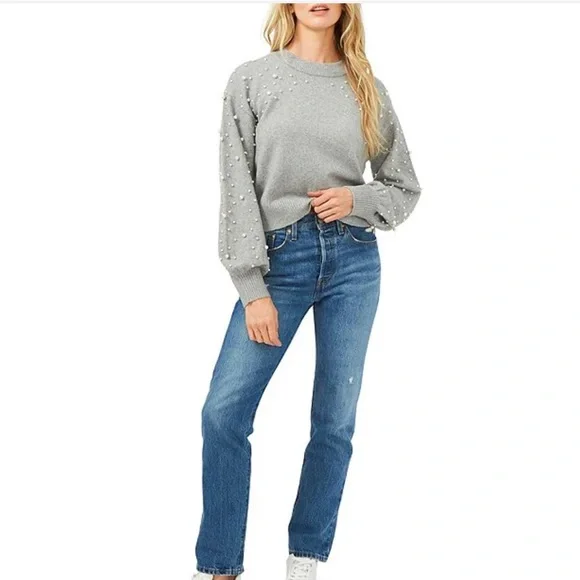 Chelsea & Violet
Drop Shoulder Long Balloon Pearl Boucle Statement Sweater🦋🦋 - Picture 3 of 4